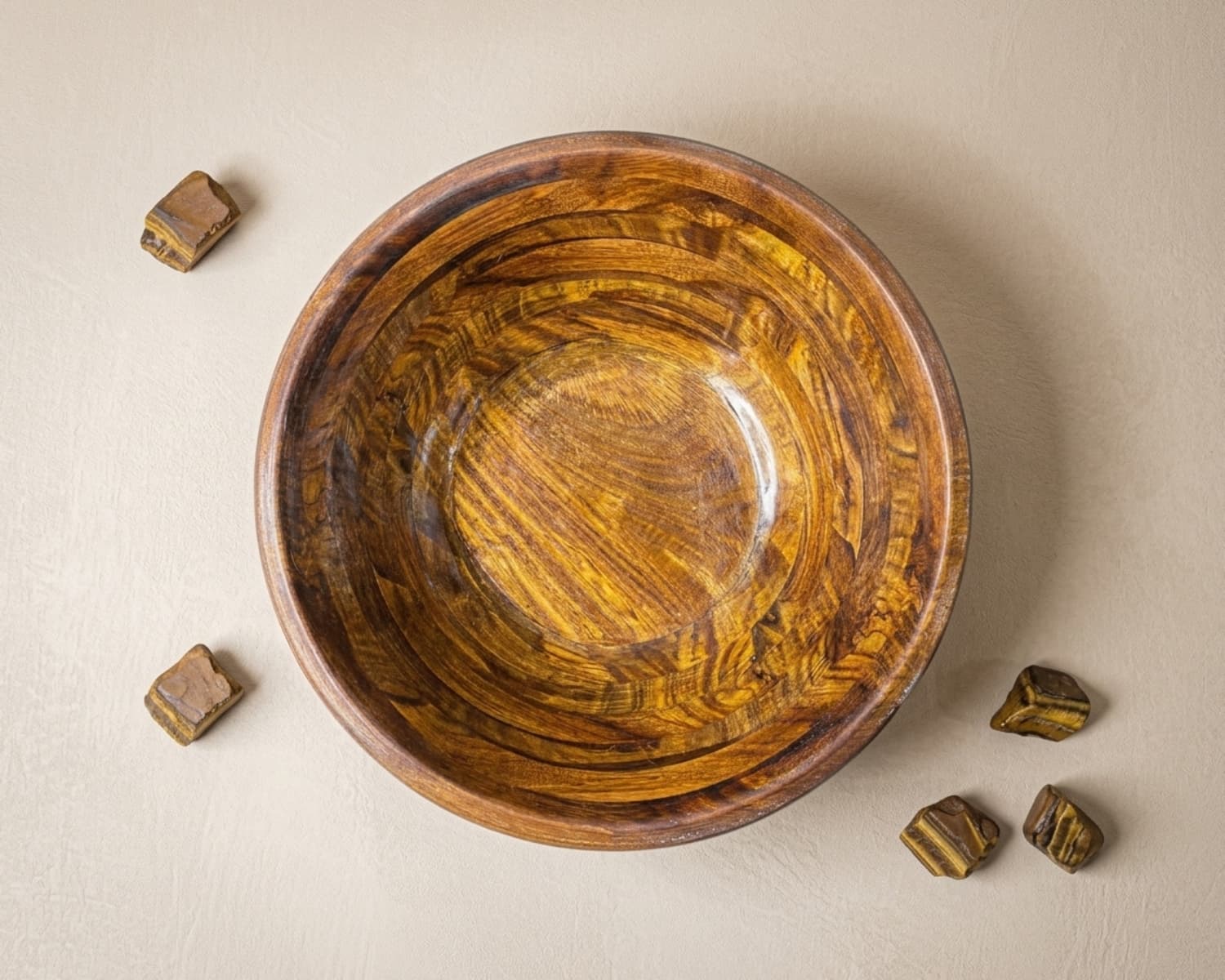 Handcrafted Sheesham Wood Bowl - Glossy Wooden Decorative & Serving Bowl