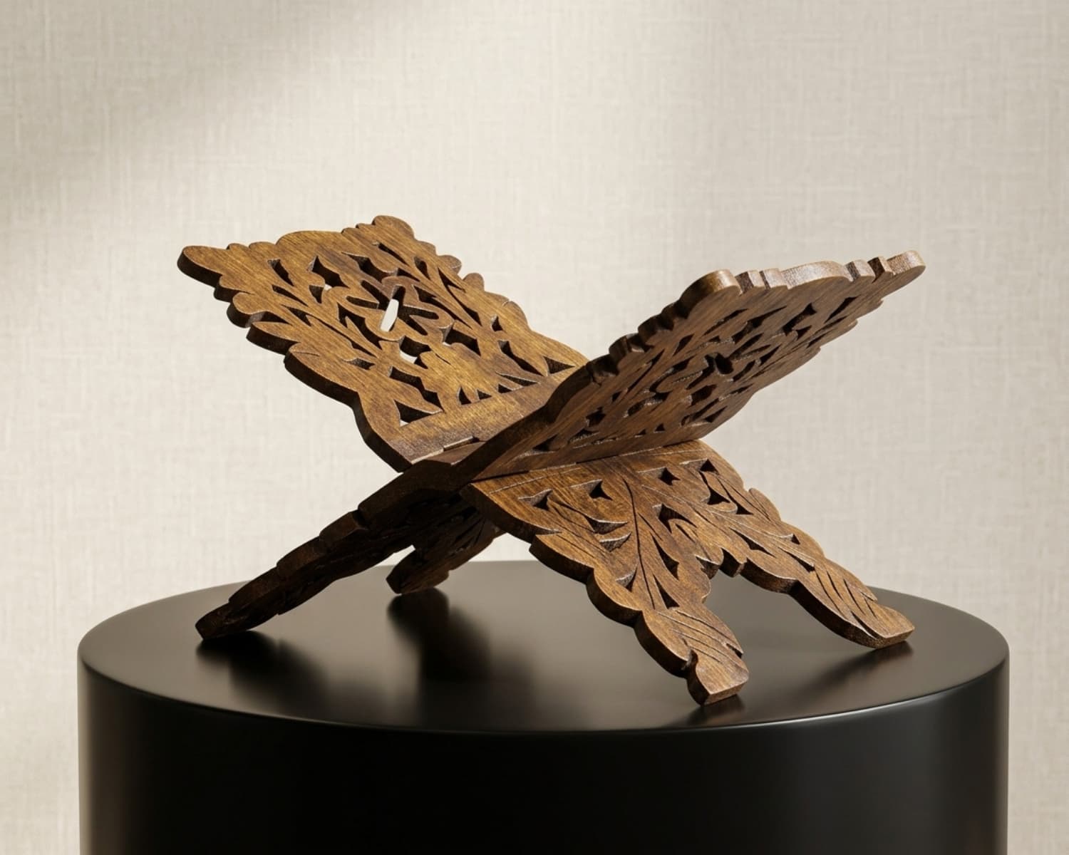 Handcrafted Sheesham Wood Raheyl - Cut Work Design - Traditional Wooden Quran Stand - Premium Wood