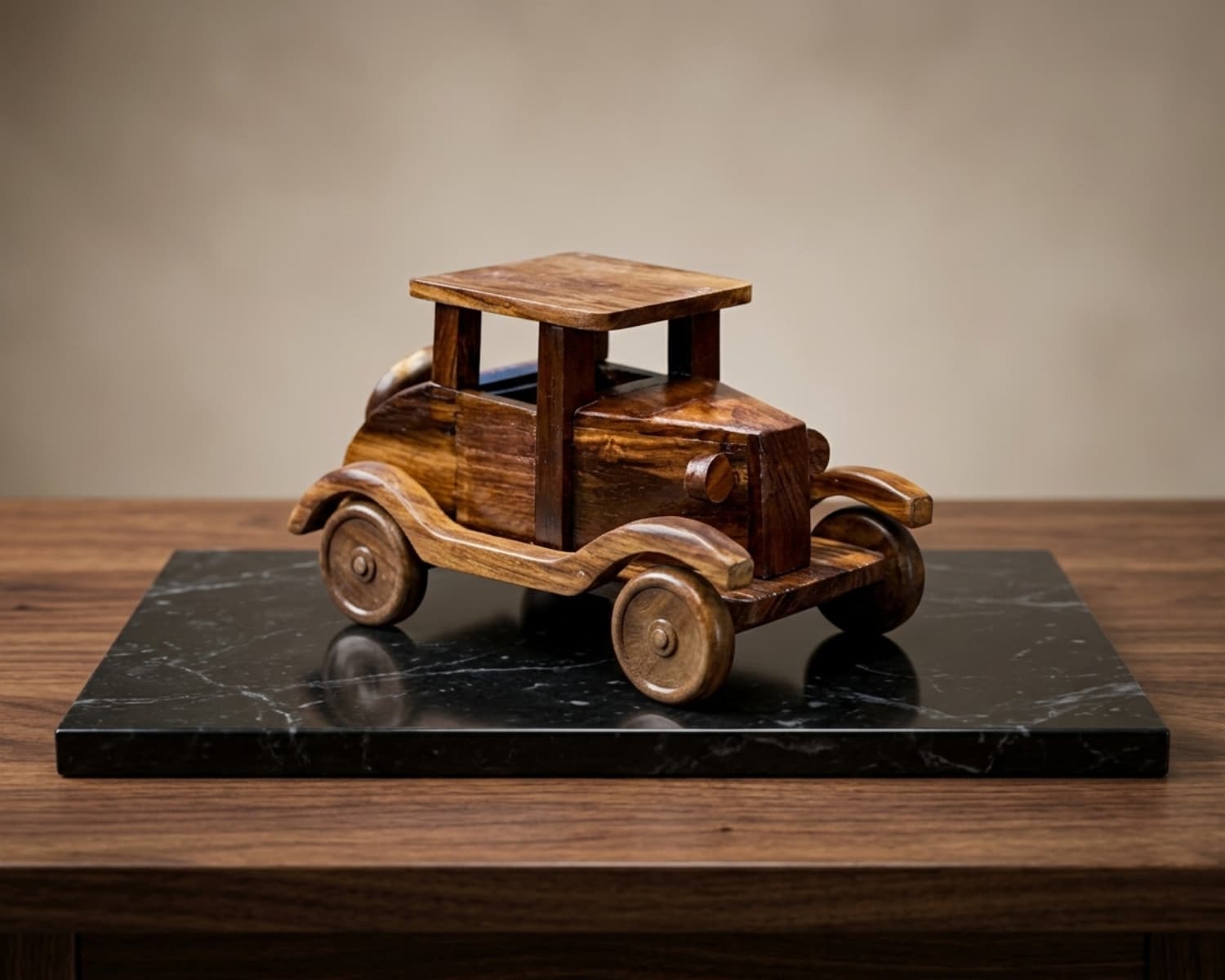 Handcrafted Wooden Vintage Car - Decorative Wooden Car Model - Classic Home & Office Decor